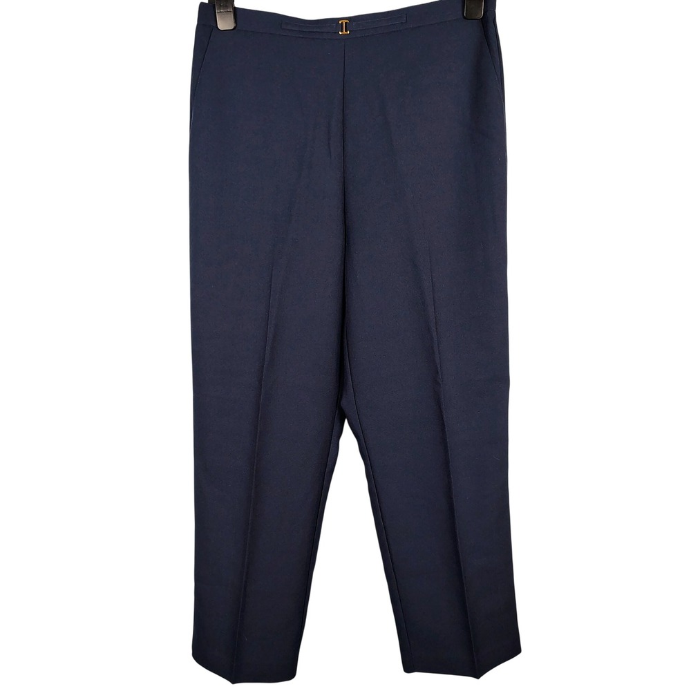 Alfred Dunner Womens SZ 14 Straight Leg Pants Navy Blue Officecore Workwear